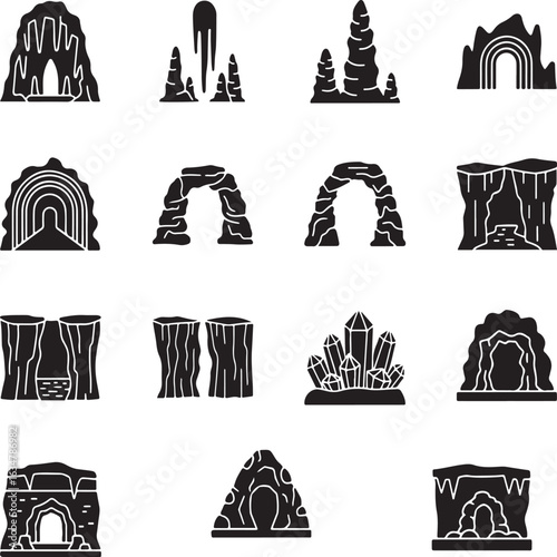Cave & Cavern Vector Icons