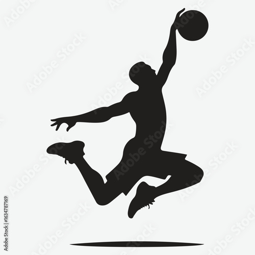 Basketball player dunking silhouette. vector player silhouette