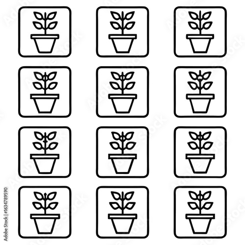 Plant Pot Icons Seedling Growth Plant Care Gardening seedling icons plant growth icons