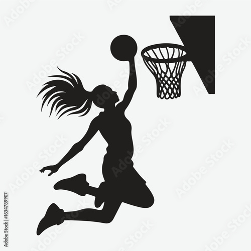 Basketball player dunking silhouette. vector player silhouette