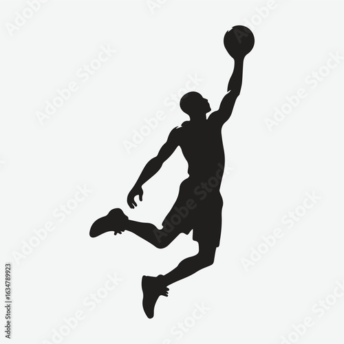 Basketball player dunking silhouette. vector player silhouette