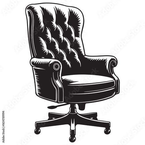 Classic tufted leather executive office chair with swivel base