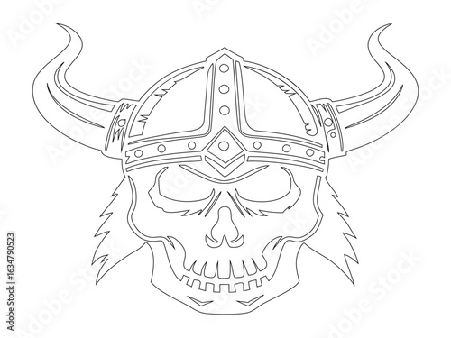 Viking Skull Helmet Outline