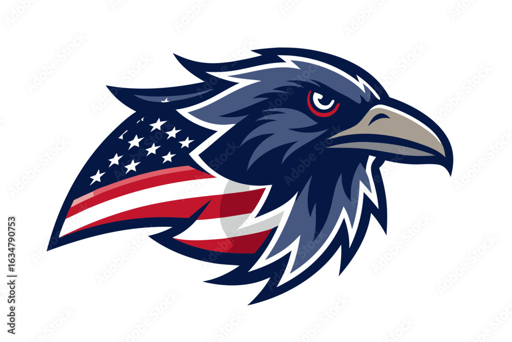 Fototapeta premium Patriotic eagle head with american flag design