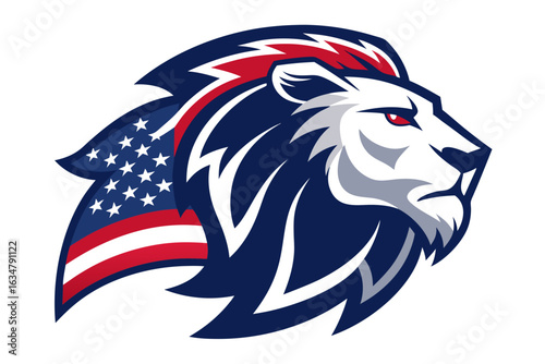 Wallpaper Mural Majestic lion head with american flag mane and red eyes Torontodigital.ca