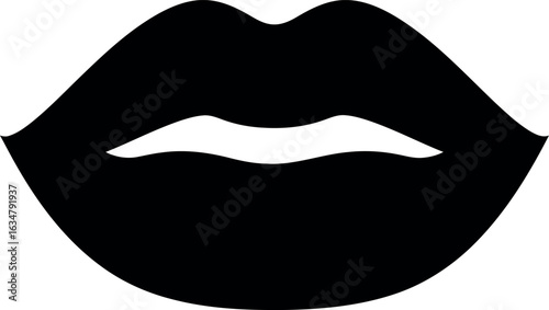 Bold black lips silhouette icon