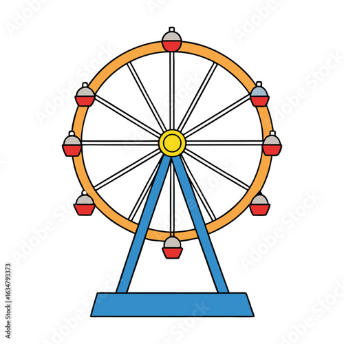A giant Ferris wheel with colorful cabins spinning high in the sky, offering breathtaking views, fun rides, and a classic fairground experience for all ages.
