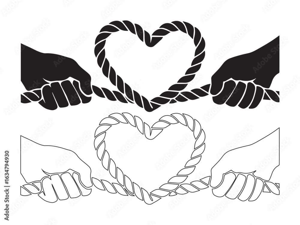 Obraz premium Hands Holding Rope Heart