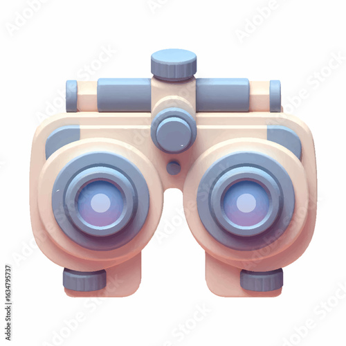 Minimalist Phoropter Medical Instrument in Pastel Beige and Blue