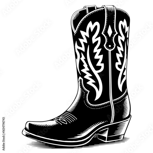 Vector illustration of Cowboy Boots western style isolated on white