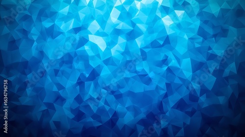 Abstract blue polygonal background with geometric shapes and light in the center area of the image
