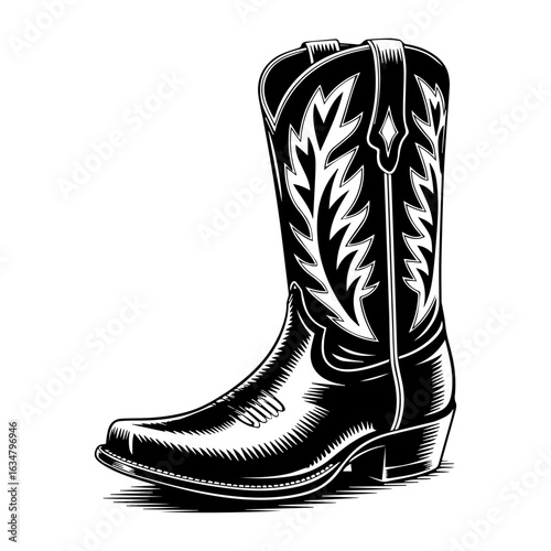 Vector illustration of Cowboy Boots western style isolated on white
