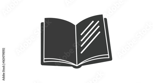 Vector art of open book with pages and lines, isolated on white background