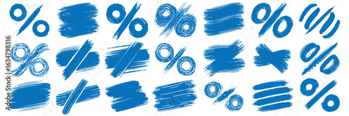 Abstract graphic art featuring brushstroke percentages, slashes, and circles in black and gray on a light background. Energetic, bold feel.