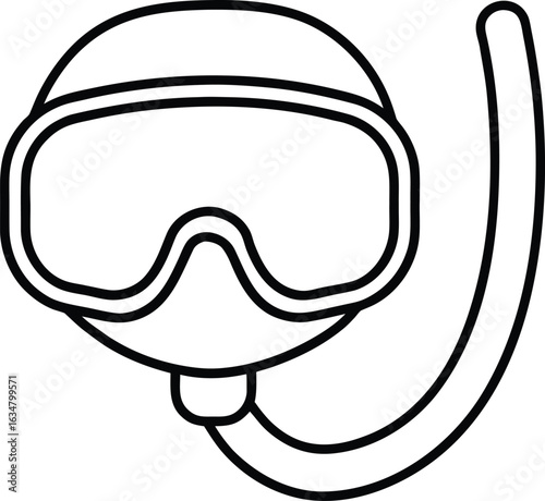 snorkel mask icon line art vector illustration on transparent background
