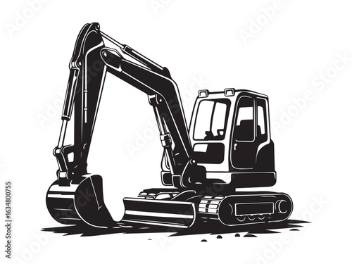 Mini Excavator Black Silhouette