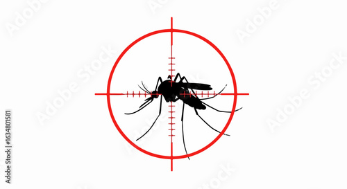 Black mosquito silhouette targeted within a red circular sniper crosshair.