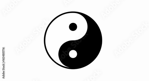 Classic monochrome Yin Yang symbol representing balance, with interlocking black and white teardrop shapes.