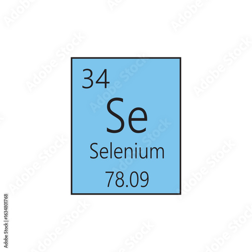 Se Selenium Non reactive metal Chemical Element Periodic Table. Simple flat square vector illustration, simple clean style Icon with molar mass and atomic number for Lab, science or chemistry class.