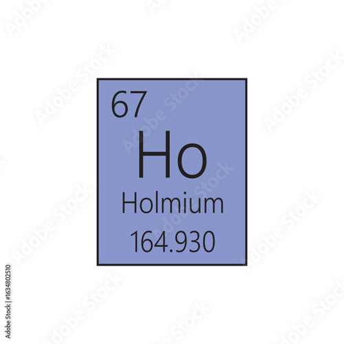 Ho Holmium Lanthanide Chemical Element Periodic Table. Simple flat square vector illustration, simple clean style Icon with molar mass and atomic number for Lab, science or chemistry class.