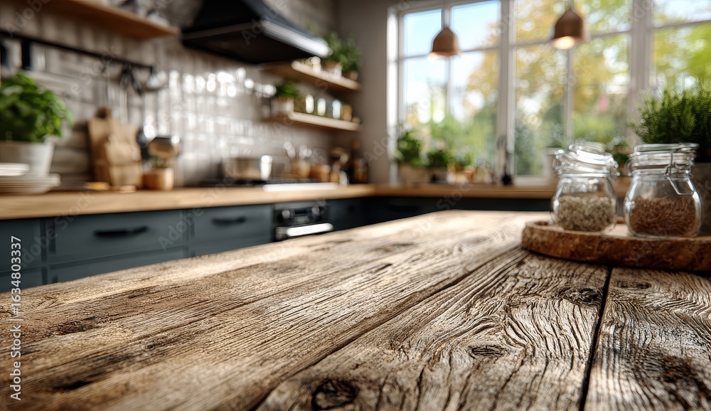 A beautifully crafted wooden table featuring a delicate grain texture illuminated softly in a modern kitchen setting creating an inviting atmosphere for dining and gatherings A beautifully crafted wooden table featuring a delicate grain texture illuminated softly in a modern kitchen setting creating an inviting atmosphere for dining and gatherings