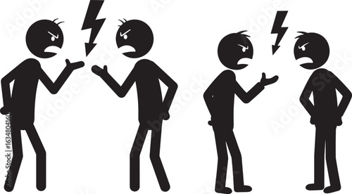 Two pairs of people arguing silhouette