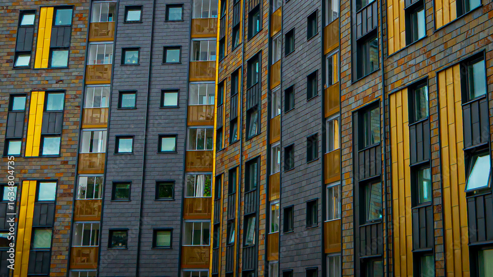 Fototapeta premium yellow brick facade; apartments