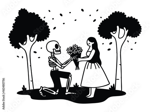 Skeleton Proposing to a Girl
