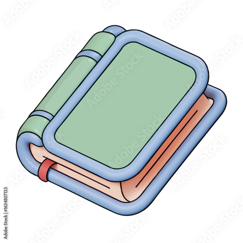Miniature Book Illustration Sage Green Cover Isometric View
