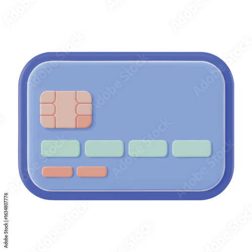 3D Render Sleek Blue Credit Card Icon  Perfect for Finance Banking and Payment Apps