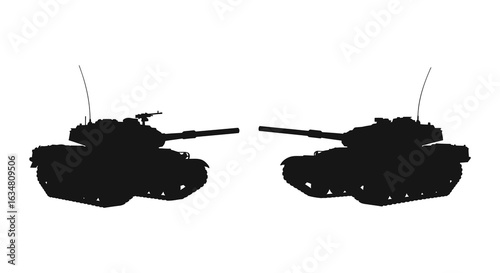 professional high quality Silhouette of Two Tanks in a Face Off Position
