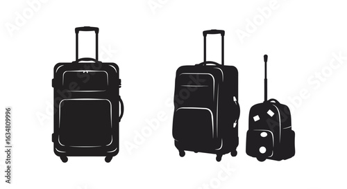 professional high quality Silhouette of Luggage and Backpack in Neutral Background