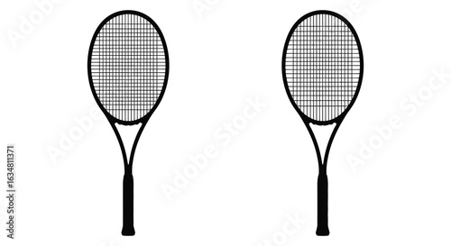 professional high quality Silhouette of Tennis Rackets in a Side by Side Comparison. flat vector design