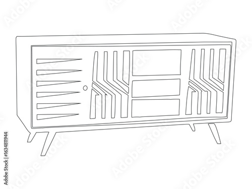 Mid-Century Modern Console Table Line Art