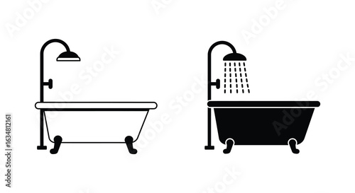 modern detailed professional high quality Classic Bath and Shower Silhouette Icons. flat vector design