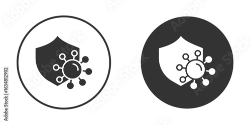 Virus protection shield icons concept in solid versions. Flat design style.