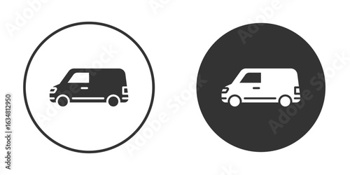 Van icons concept in solid versions. Flat design style.