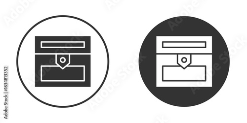 Treasure chest icons concept in solid versions. Flat design style.