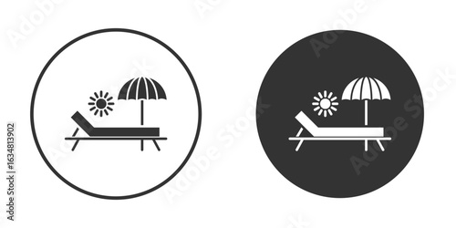 Sun bed icons concept in solid versions. Flat design style.