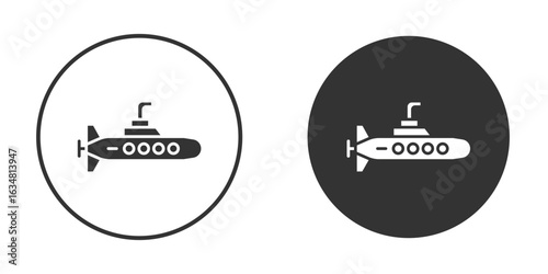 Submarine icons concept in solid versions. Flat design style.