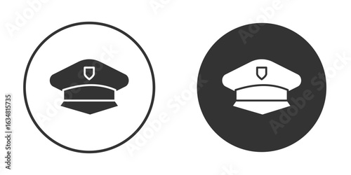 Police cap icons concept in solid versions. Flat design style.