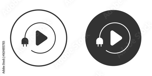 Plug and play icons concept in solid versions. Flat design style.