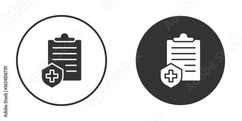 Medical insurance icons concept in solid versions. Flat design style.