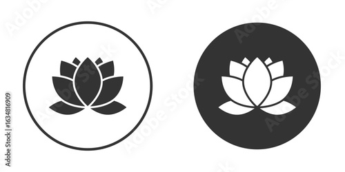 Lotus icons concept in solid versions. Flat design style.