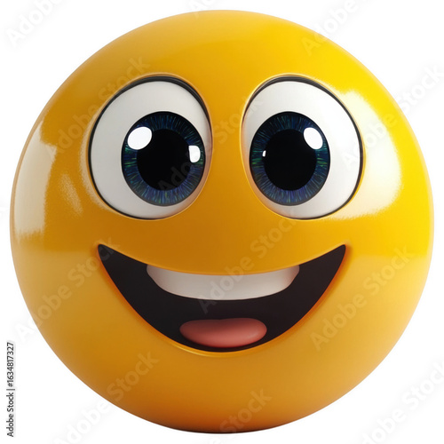 Smiling Emoji: A joyful, cartoon-style emoji with a bright yellow hue, radiating pure happiness and positivity.