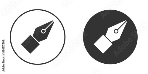Ink pen icons concept in solid versions. Flat design style.
