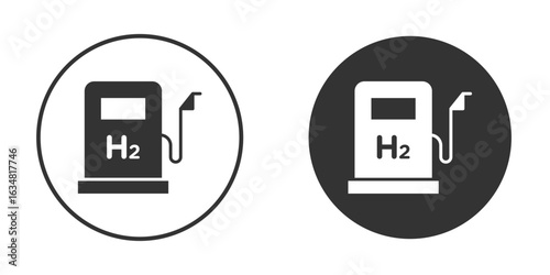 hydrogen fuel pump icons concept in solid versions. Flat design style.