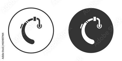 Hearing aid icons concept in solid versions. Flat design style.
