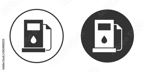 Gas station icons concept in solid versions. Flat design style.
