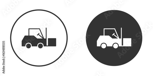 Forklift icons concept in solid versions. Flat design style.